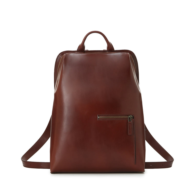 Eriko Yamaguchi Antique Brown Leather Triangle Backpack