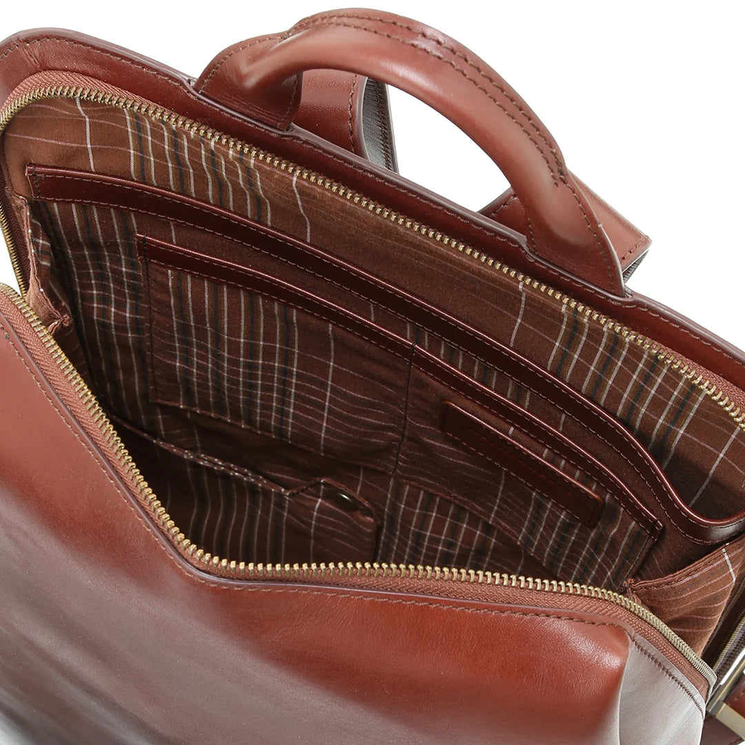 Eriko Yamaguchi Antique Brown Leather Triangle Backpack interior view