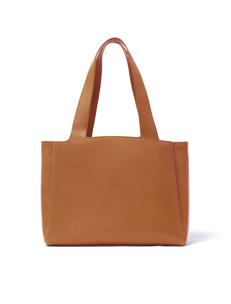 Eriko Yamaguchi Large Hitoe Tote in Caramel in front view