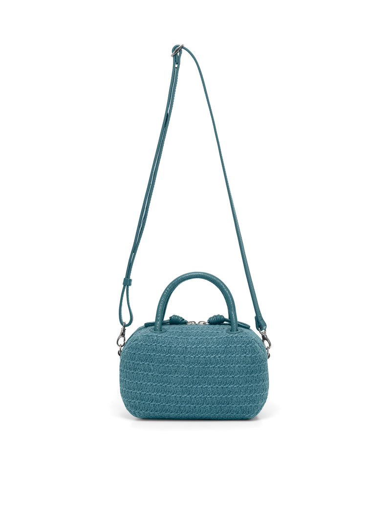 Waffle jute 2-way handbag